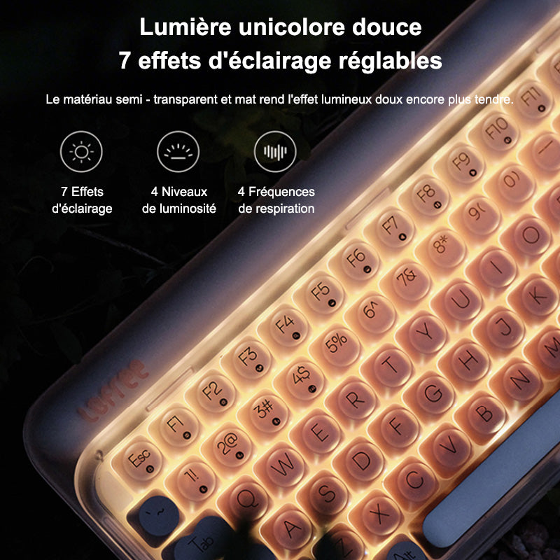 Clavier mécanique 75 % tri-mode Lofree OE914, disposition QWERTY US, 84 touches, commutateurs linéaires remplaçables à chaud, batterie 4000 mAh, rétroéclairage LED aux couleurs chaudes, rose chaud