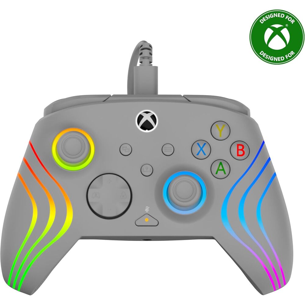 Turtle Beach Afterglow Wave Manette filaire Câble USB Éclairage RVB - Gâchettes à effet Hall & Boutons programmables - Xbox Series X|S, PC (Licence officielle Microsoft) - Gris