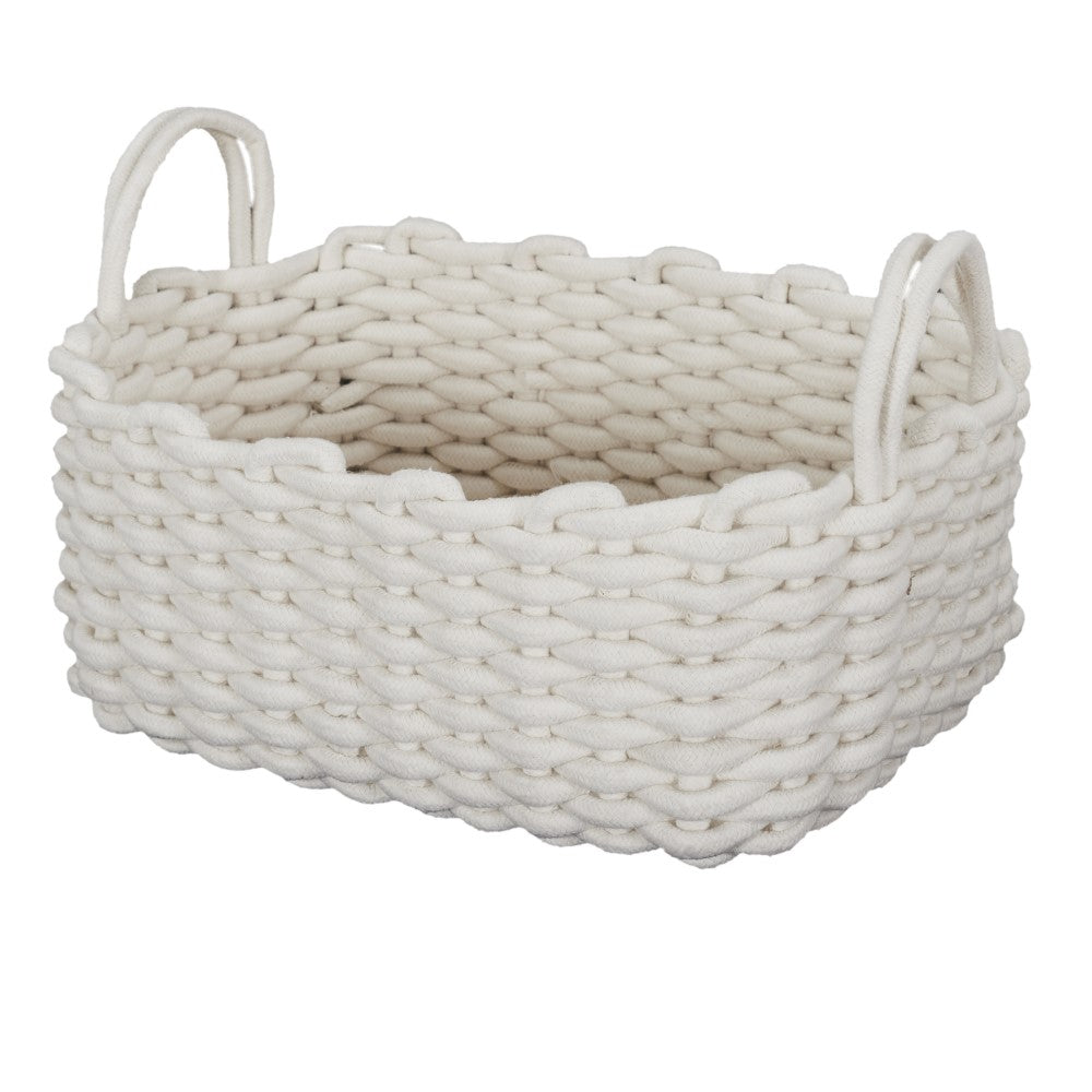 HOME DECO FACTORY X3 paniers tricotés blancs