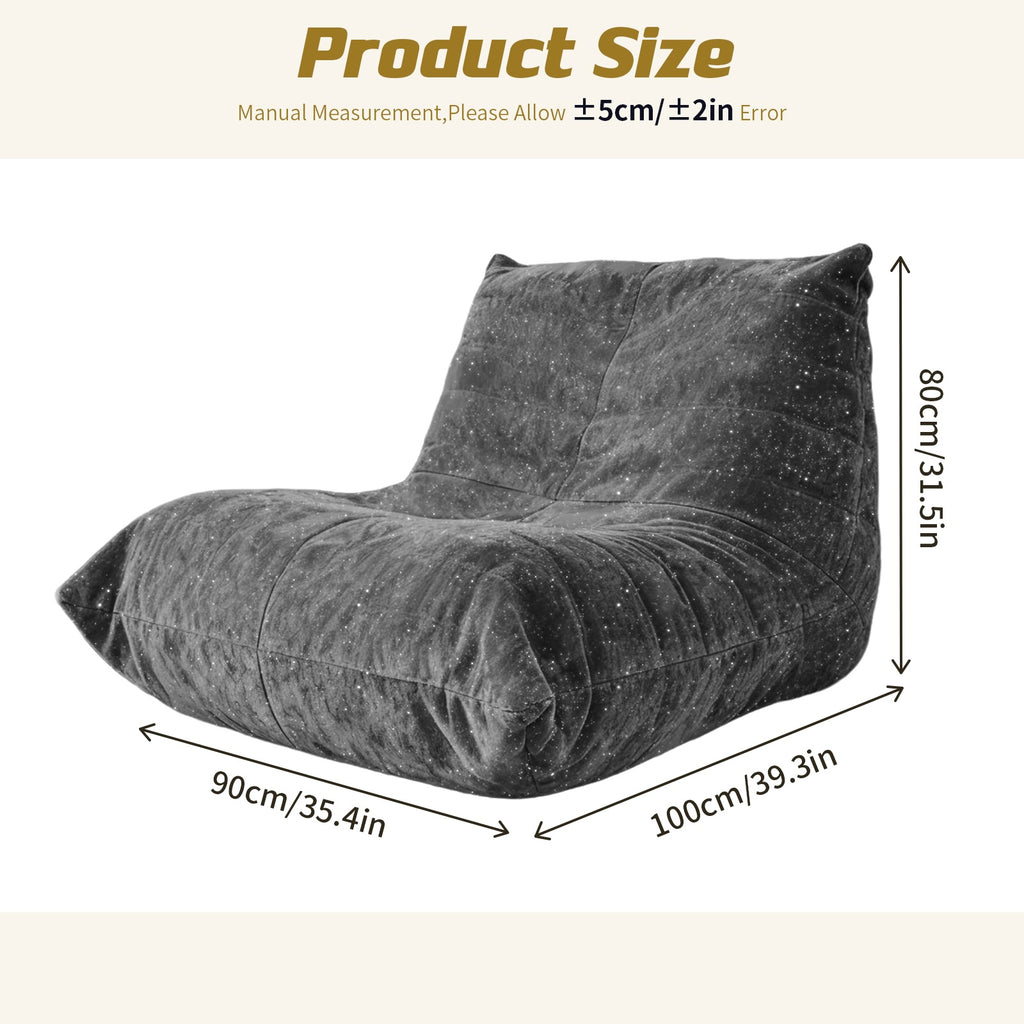 URBAN MEUBLE Série de chaises poufs en chenille Canapé paresseux Gris foncé 90x100x80 cm