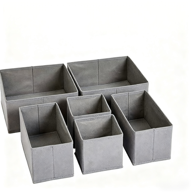 ANQI Organisateurs de tiroir en tissu pour chaussettes et sous-vêtements, lot de 6, gris, offre de Nouvel An, idées cadeaux phares