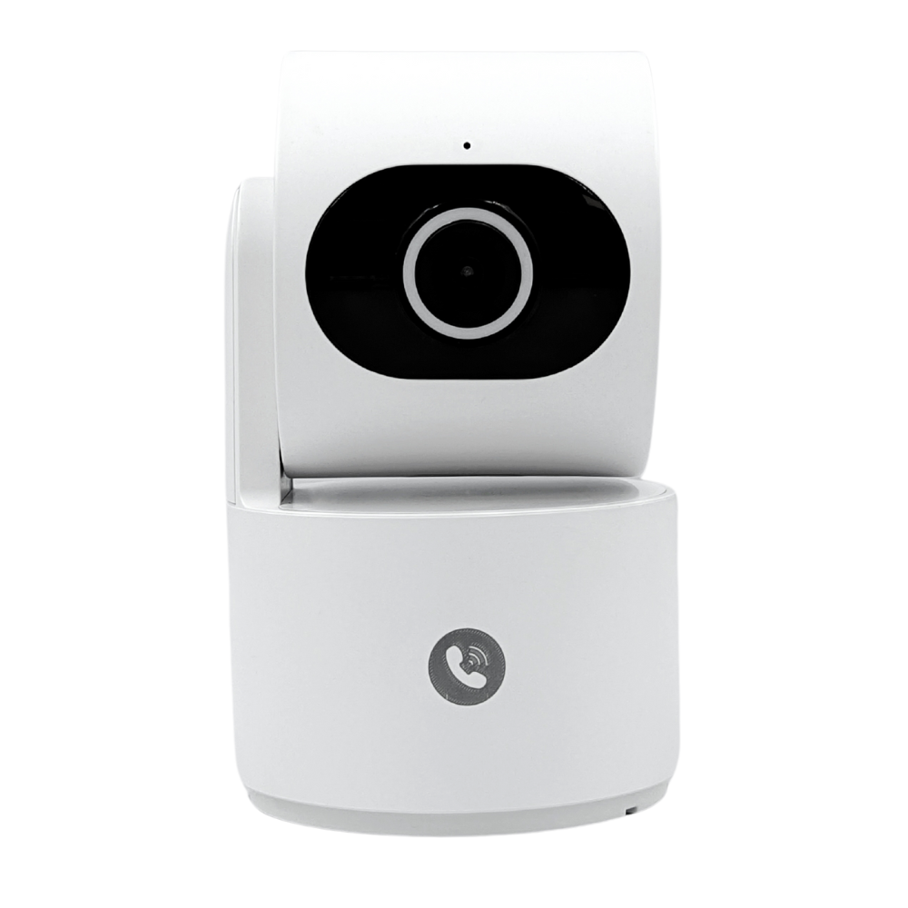Konyks Camini Care 2 Caméra de Surveillance intérieure WiFi PTZ, 3MP, Bouton d'appel vidéo et Sirène intégrée, Notifications Smartphone, Détection de Mouvement et Bruit