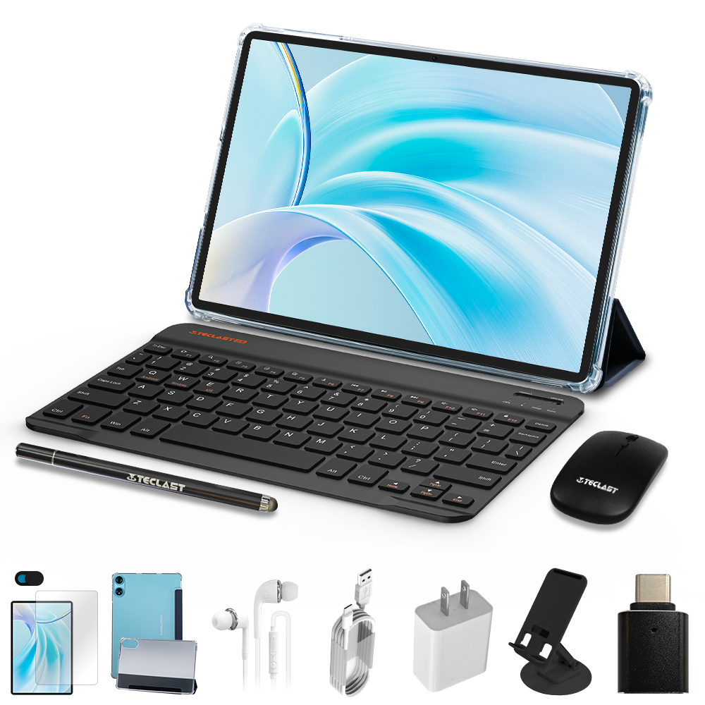 TECLAST P50 Tablette Android 15 11 pouces, 90 Hz, Unisoc T606 huit cœurs, 12 Go RAM, Stockage 128 Go, Wi-Fi double bande, 7 000 mAh avec ensemble d'accessoires