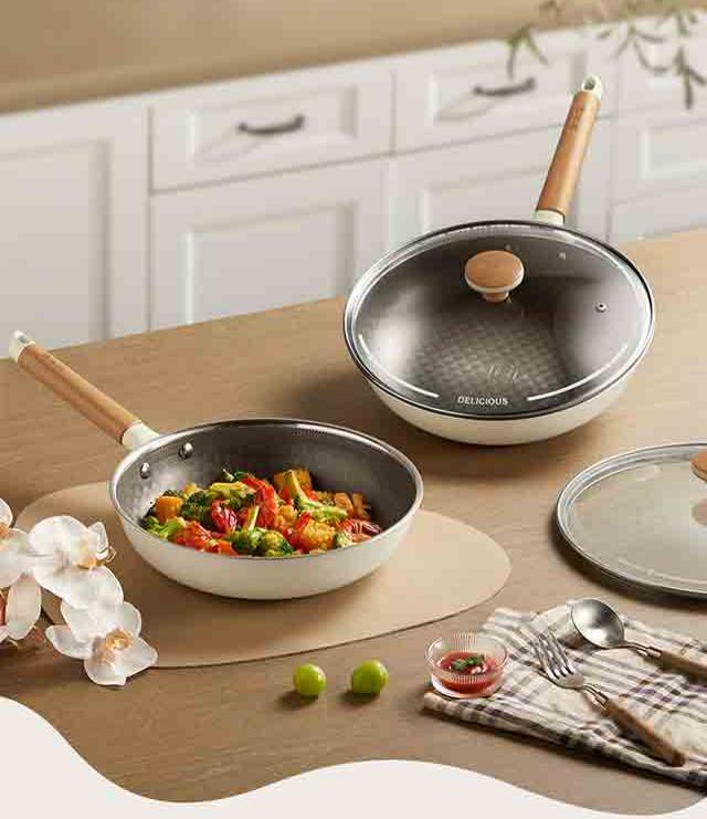 Lingbai Poêle à frire en céramique alvéolée 26 cm