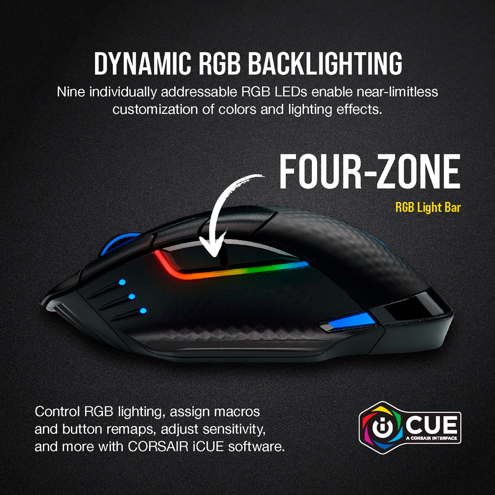 CORSAIR Dark Core RGB PRO Souris de Jeu sans Fil - 18000 DPI 8 boutons - noir