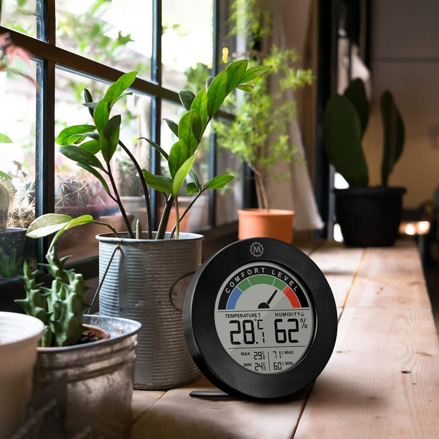 Marathon Austin - Thermo-hygromètre intérieur sans fil - Mesure température et humidité intérieures - Indicateur de confort - Enregistrement quotidien min-max - Design compact