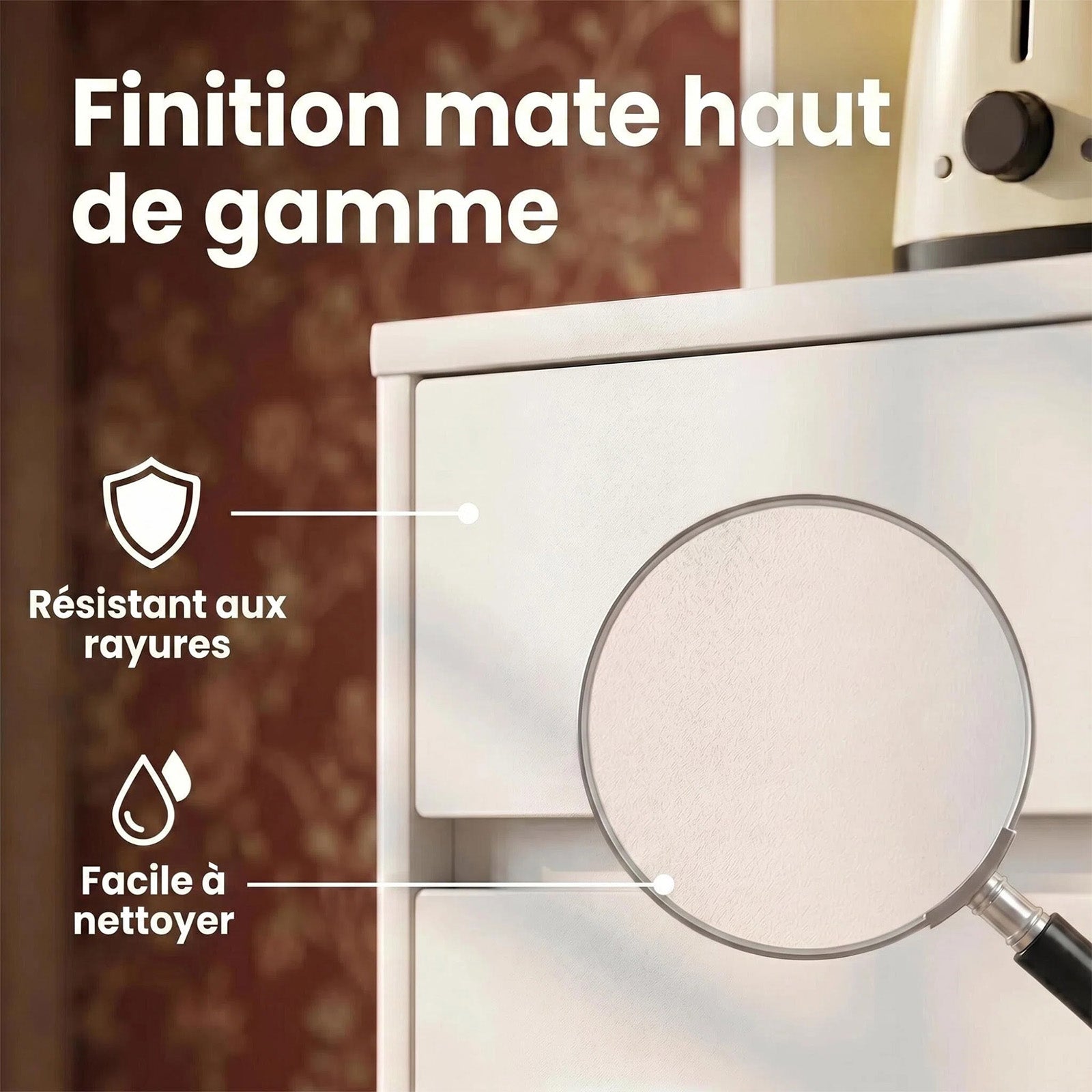 HaluPeit Meuble de cuisine, Buffet, Commode de cuisine avec prises et bandes lumineuses LED, avec plans de travail et 2 tiroirs, étagères réglables, cuisine, 40 x 100 x 180 cm, blanc