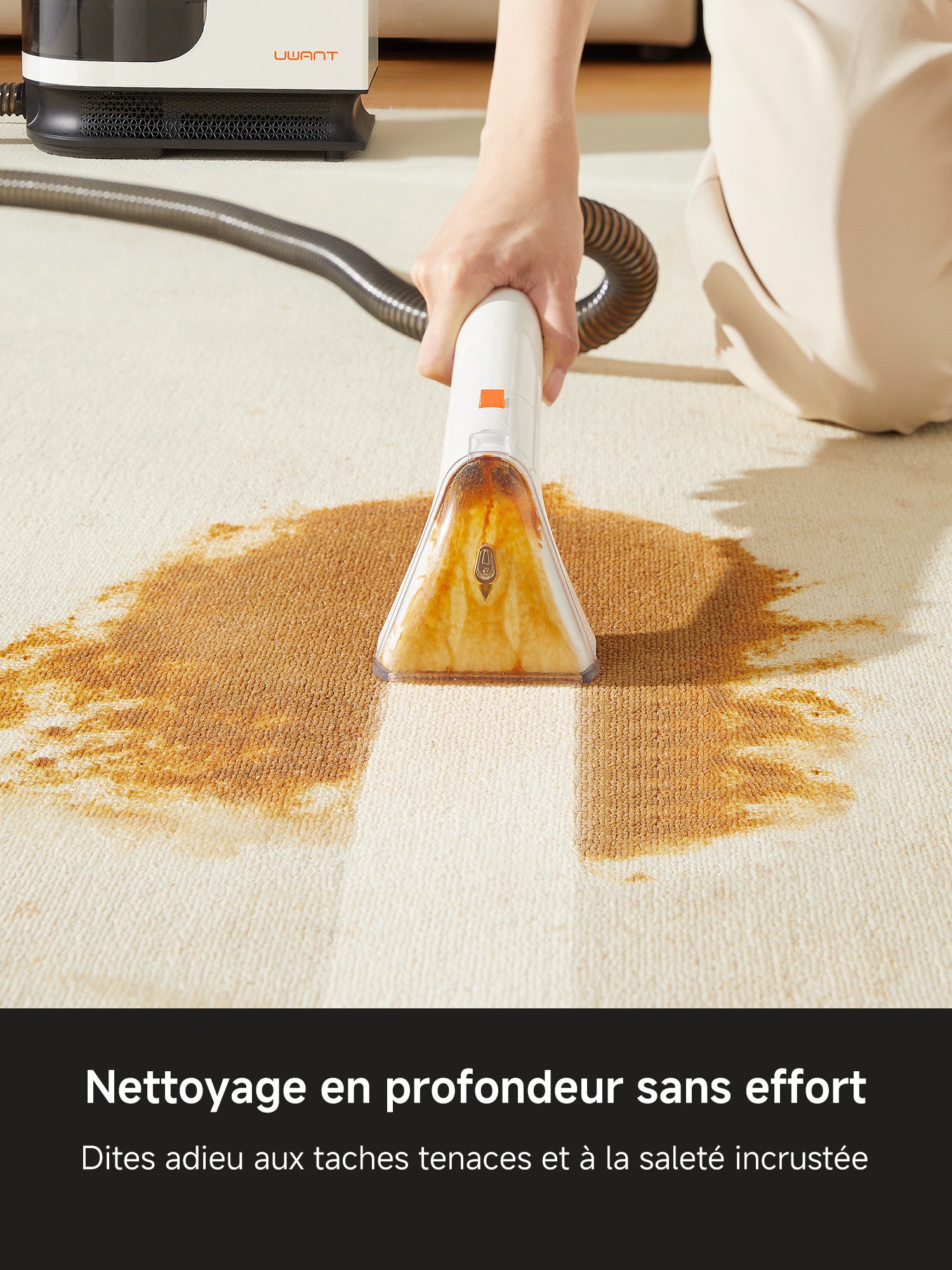 UWANT B300pro Machine de nettoyage de moquette portable, aspiration puissante de 18 kPa pour les taches d'animaux, fonction d'auto-nettoyage