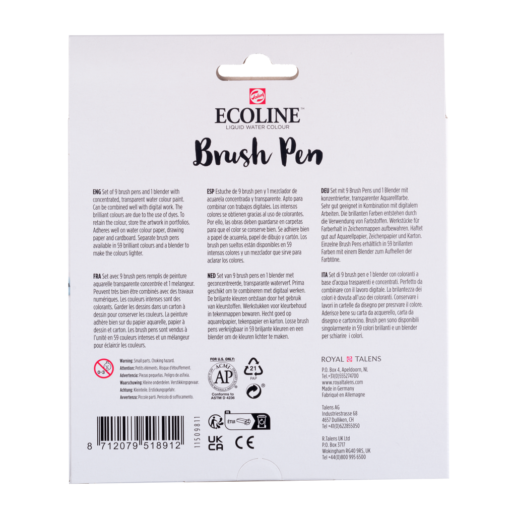 Ecoline Brush Pen set Pastel | 10 couleurs