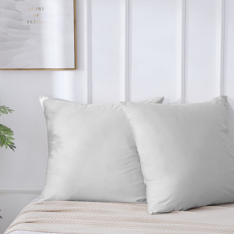 MEROPE, Taie d'oreiller en bambou, 80x80 cm, gris clair, lot de 2