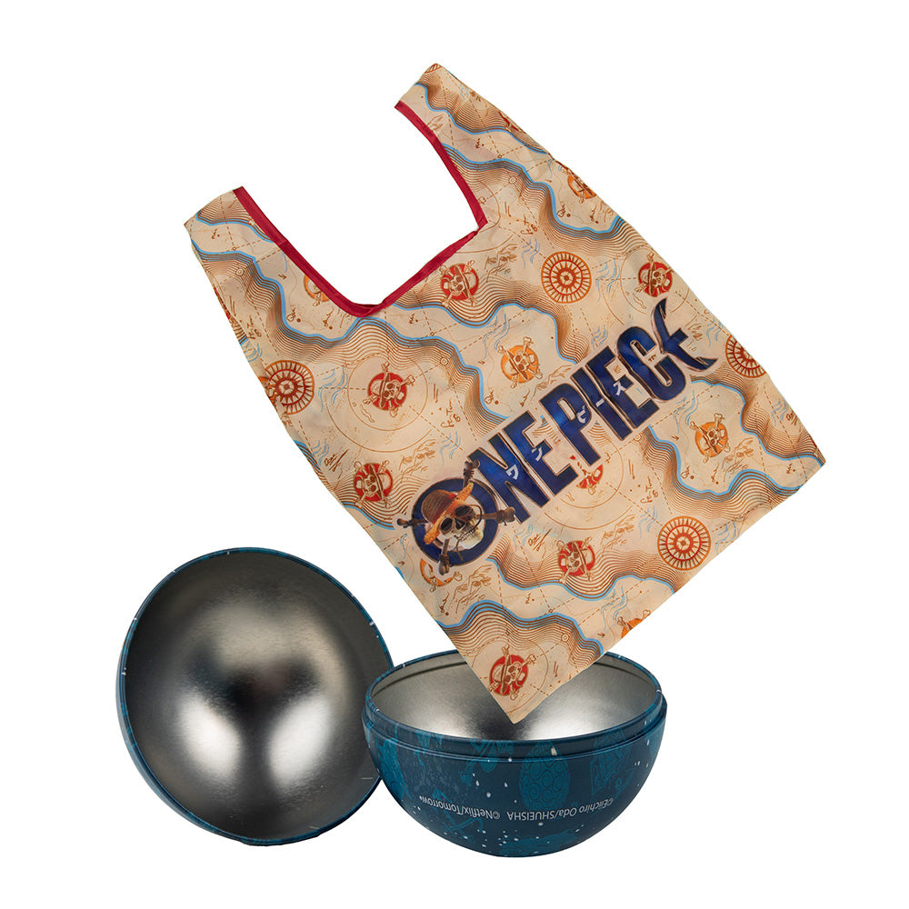 One Piece Sac de Courses Écologique Réutilisable avec Boule de Noël Sphère en Métal Emballage Cadeau Grand Bateau D Luffy Imprimé Carte Tête de Mort Grand Format Sac de Courses Pliable