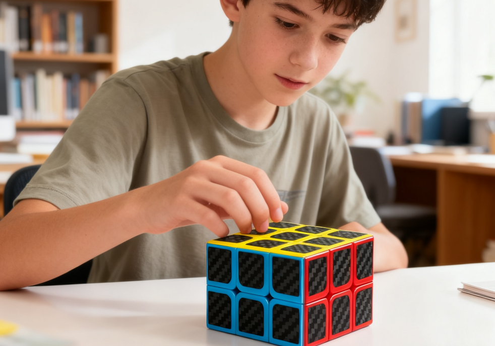 Casse-tête cuboïde avec autocollants en fibre de carbone noir - 2 x 3 x 3
