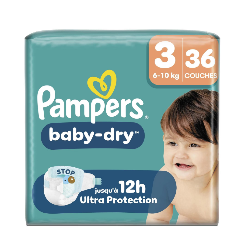 Pampers Baby-Dry Couches taille 3 (6-10 kg) - 36 pièces