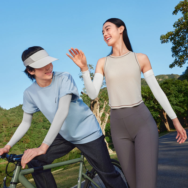 Beneunder manches de protection solaire haute élasticité été ES370 unisexe cyclisme sports de plein air trajet - blanc doux - F (taille unique)