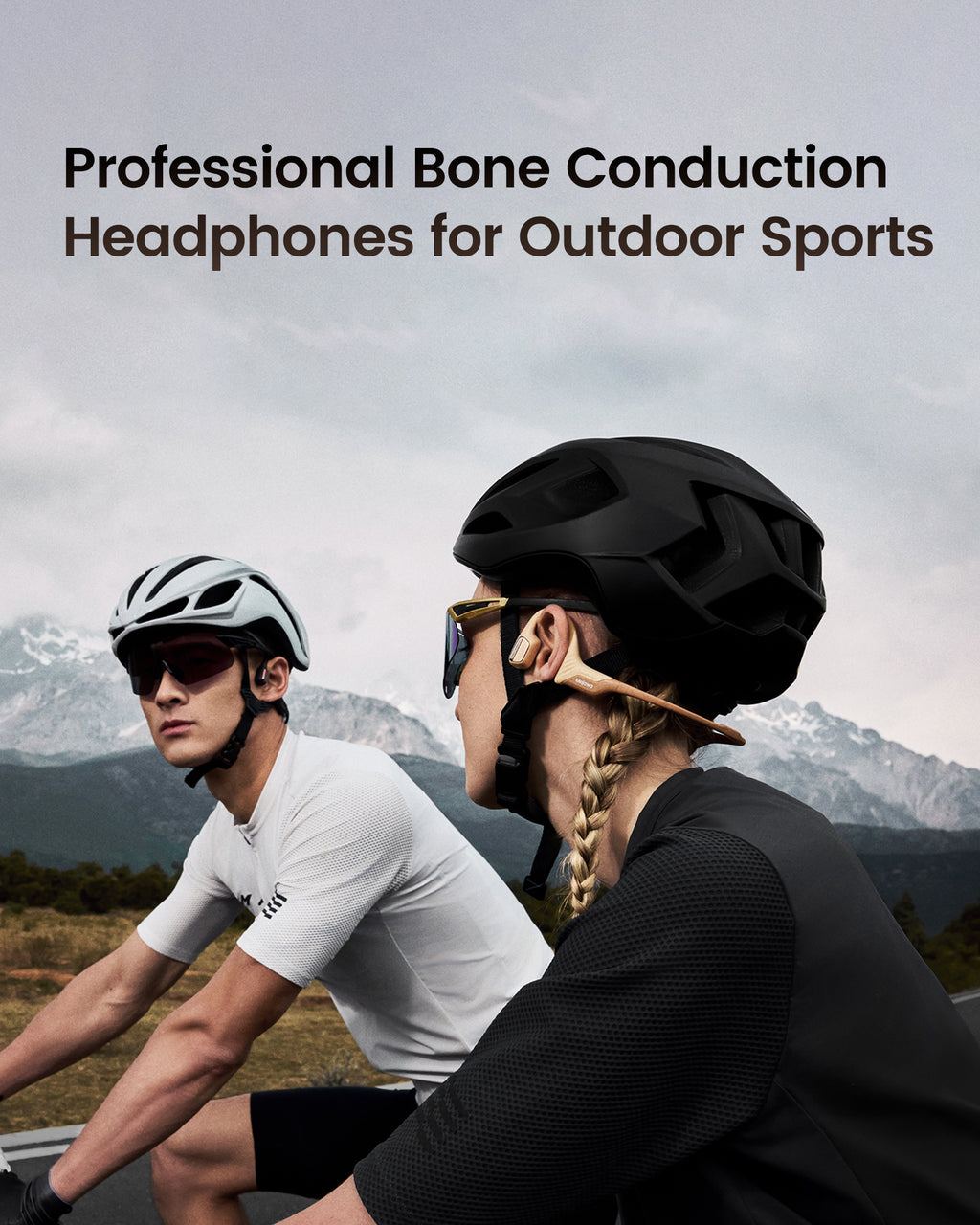 Mojawa Purra Run Casque de sport à conduction osseuse, casque Bluetooth oreilles libres avec micro, étanche IP67, basses profondes, commande vocale, maintien sécurisé pour course
