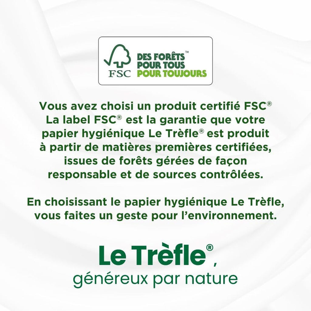 LE TRÈFLE Papier Toilette Mélange de Fibres de Bambou, 16 Rouleaux (Équivalent à 32 Rouleaux Standard) (4 Paquets de 4)
