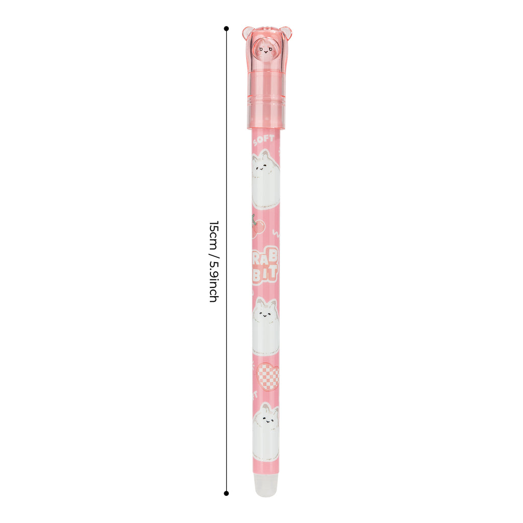 M&G Lot de 6 stylos gel effaçables à encre noire, pointe fine 0,7 mm et motif mignon d’animaux
