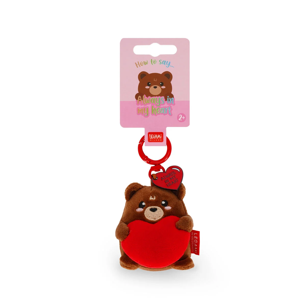 Legami Porte-clés en peluche, Super doux, Mini, Ours en peluche toujours dans mon cœur, 11 cm