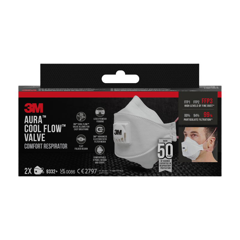 3M™ 9332 Masque respiratoire FFP3 pliable avec valve