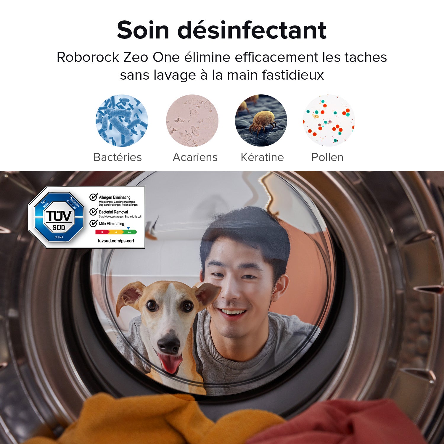 Roborock Zeo One Lave-Linge séchant avec technologie Zeo-cycle, algorithme RR Seafarer, système LintClear et dosage automatique, blanc - 10 kg/6 kg
