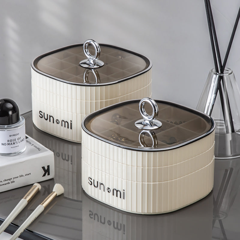 JORDAN&JUDY Boîte de rangement à bijoux grande capacité à compartiments multicouches Coffret à bijoux pour boucles d’oreilles, colliers, bagues, montres - Blanc crème