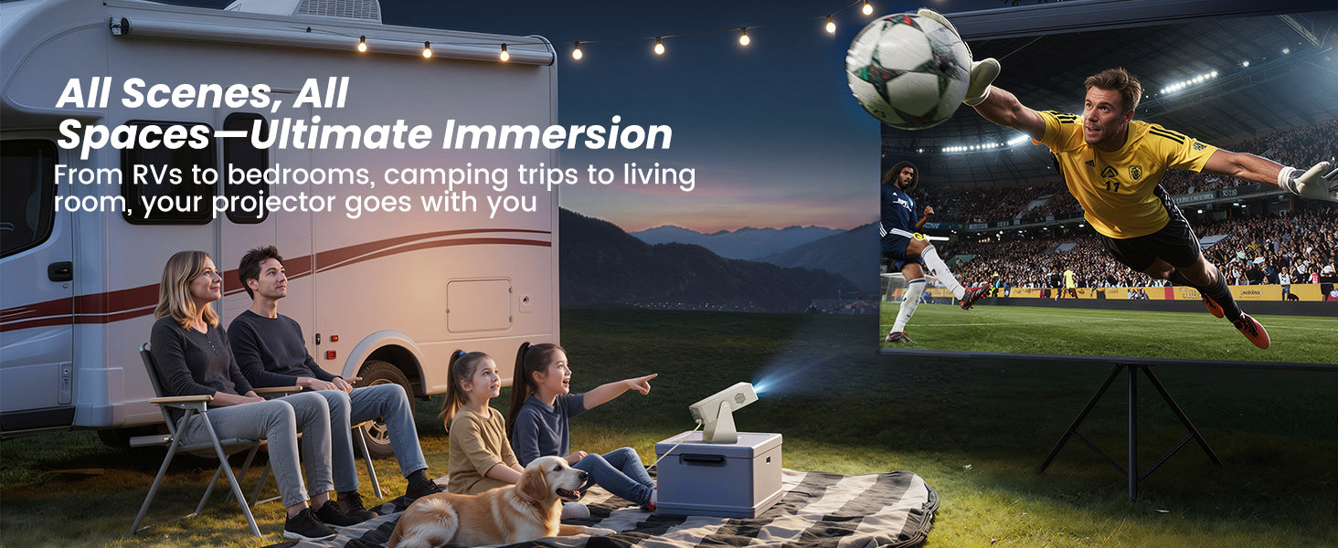 YABER L1 Pro Natif 1080P, 180 Lumens ANSI, Projecteur Portable à Rotation de 330° avec Support Flexible, Système Linux avec Netflix / Prime Video Sous Licence