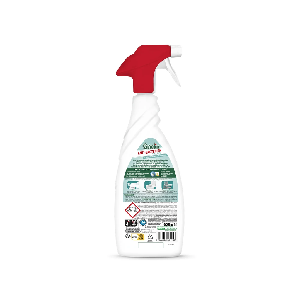 Carolin Nettoyant Multi-Surfaces Cuisine, Antibactérien, Eucalyptus, 650 ml