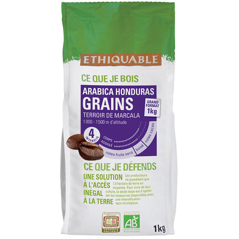 Ethiquable Café en grains bio du Honduras 1 kg