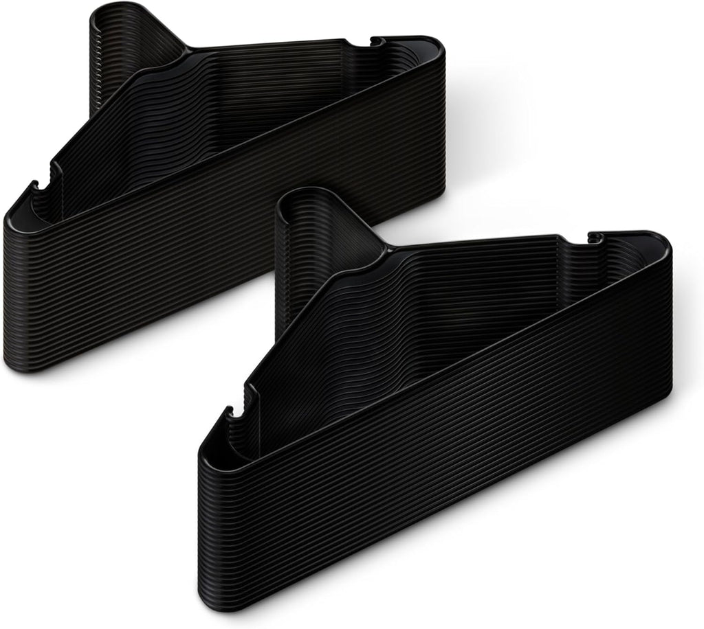 ANQI Cintres en plastique, format adulte, noir, lot de 50