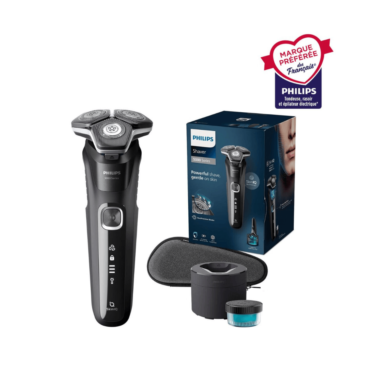 Philips Series 5000 S5885/50 Rasoir électrique avec lames SteelPrecision, capteur Power Adapt, têtes flexibles 360°, tondeuse rétractable, rasage humide & sec - Noir