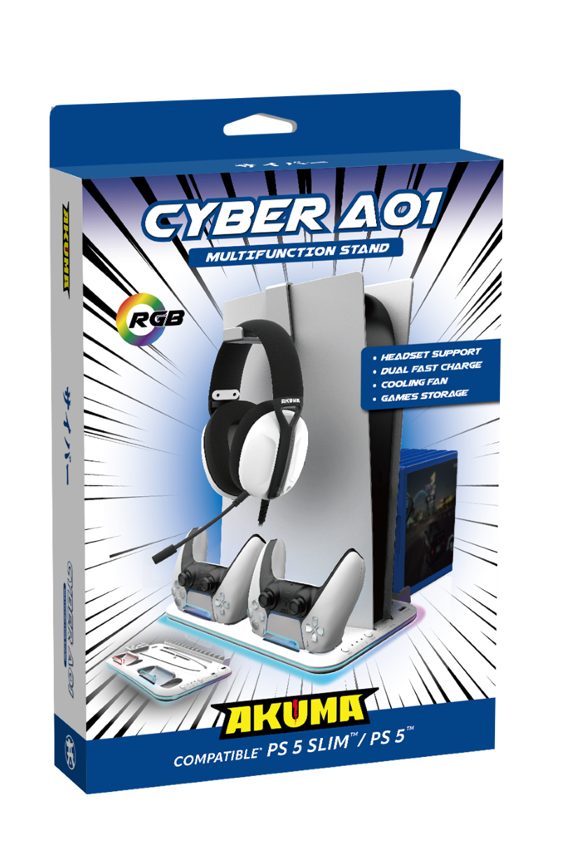 AKUMA GAMING Base de charge multifonction CYBER A01 RGB pour PS5/PS5 Slim