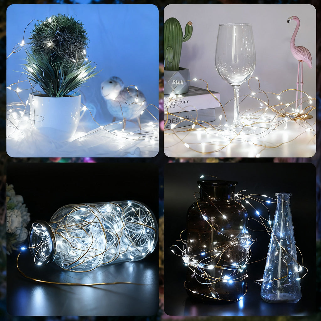 VIVREAL IL-CSL-BB01 Lot de 2 guirlandes lumineuses solaires en fil de cuivre 120 LED multicolores, étanche, pour extérieur - 12 m