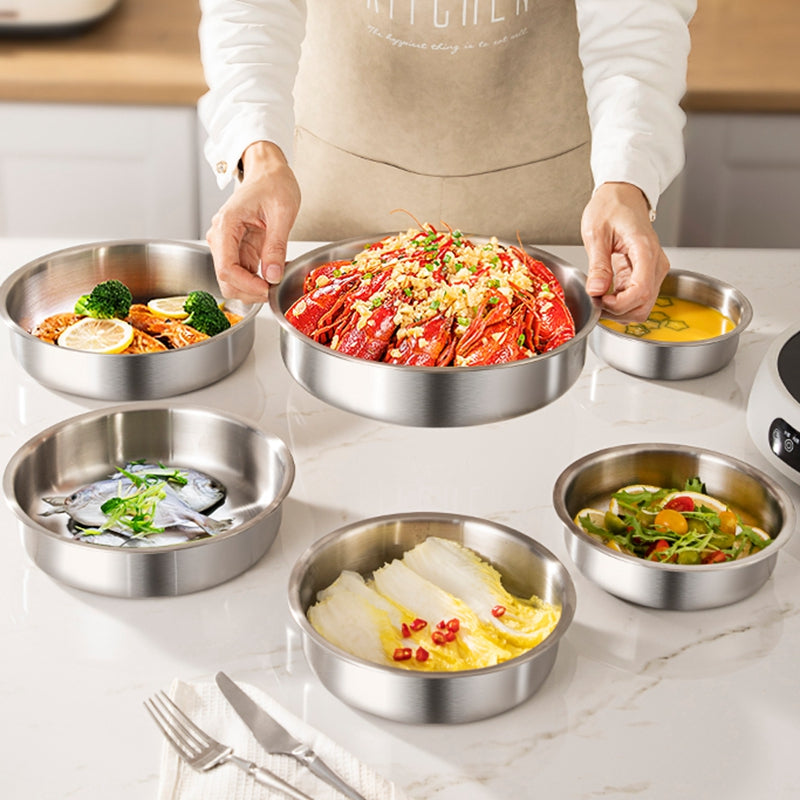 Maxcook Assiette creuse approfondie en acier inoxydable 304 16 cm/6.3 pouces non toxique incassable assiette de table en métal