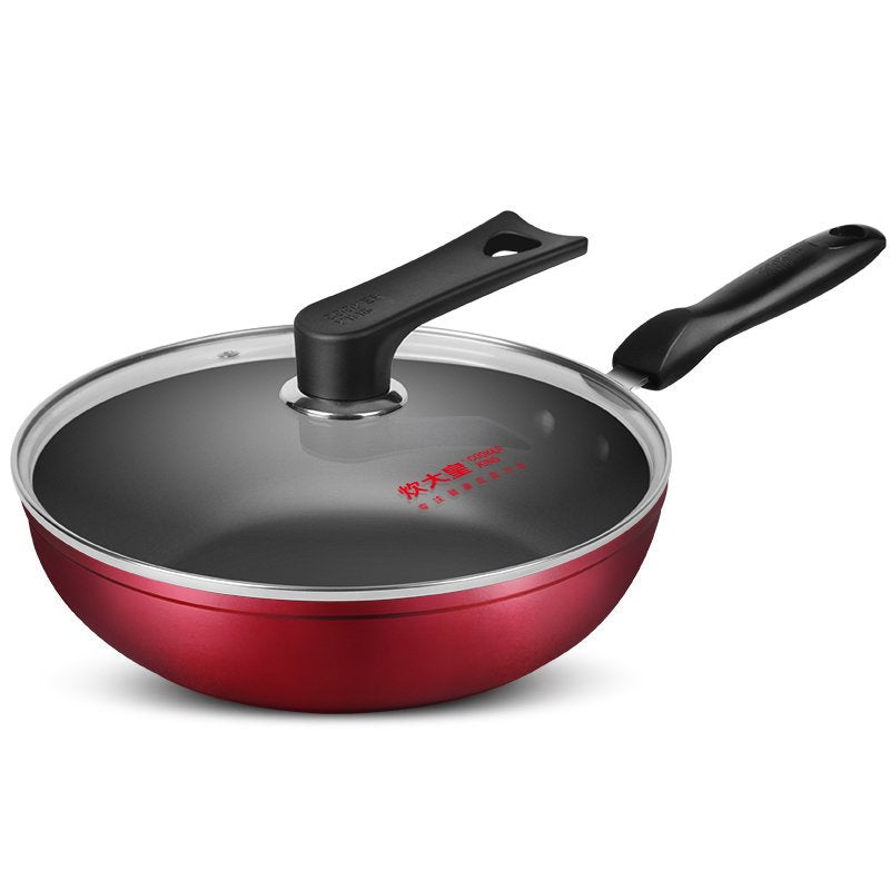 COOKER KING poêle à frire et wok polyvalent antiadhésif, petite sauteuse antiadhésive à fond plat, sans fumée d'huile, compatible gaz et induction, 28cm