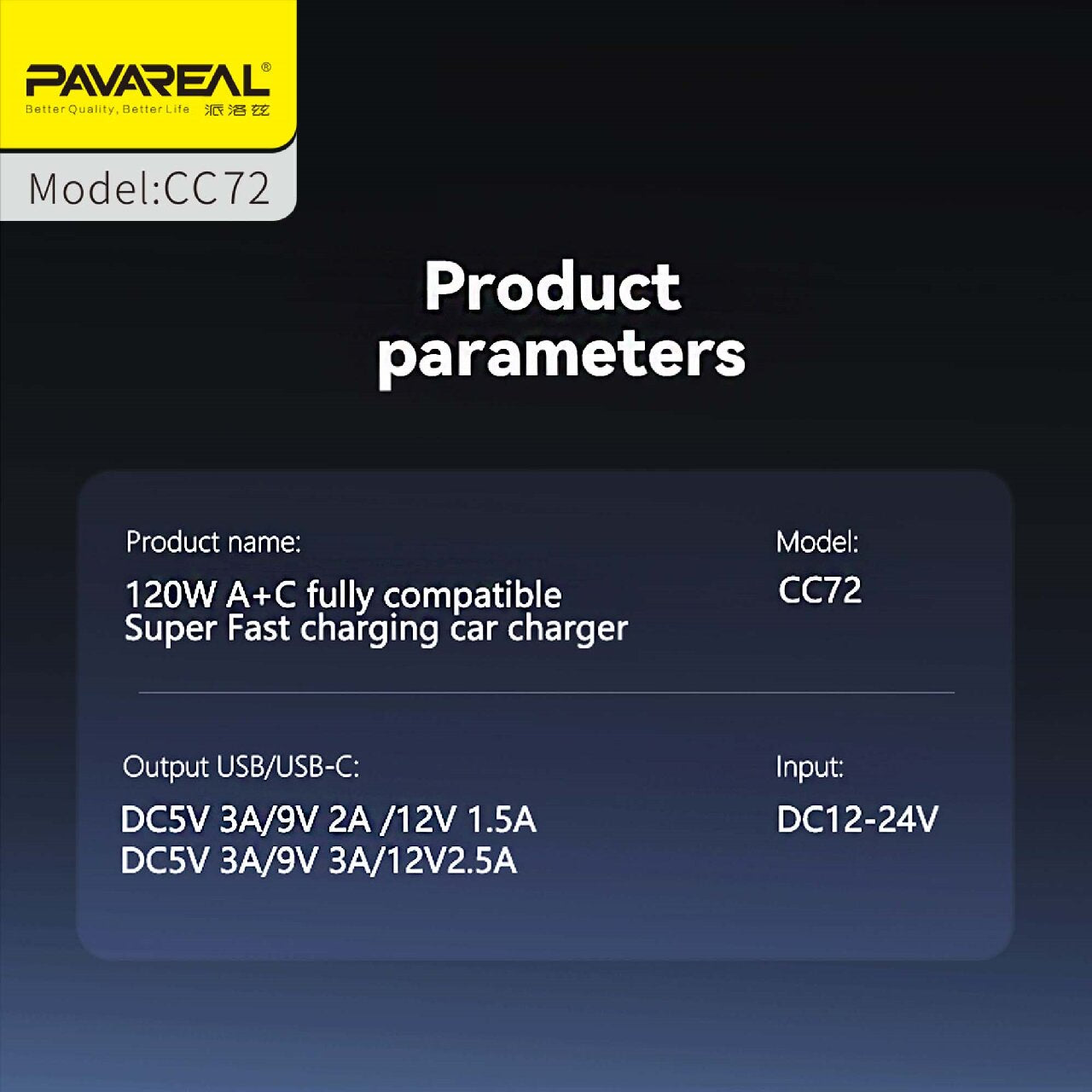 PAVAREAL CC72 Chargeur de voiture PD 20 W + 100 W, Compatible avec la charge rapide des séries iPad, Samsung, iPhone