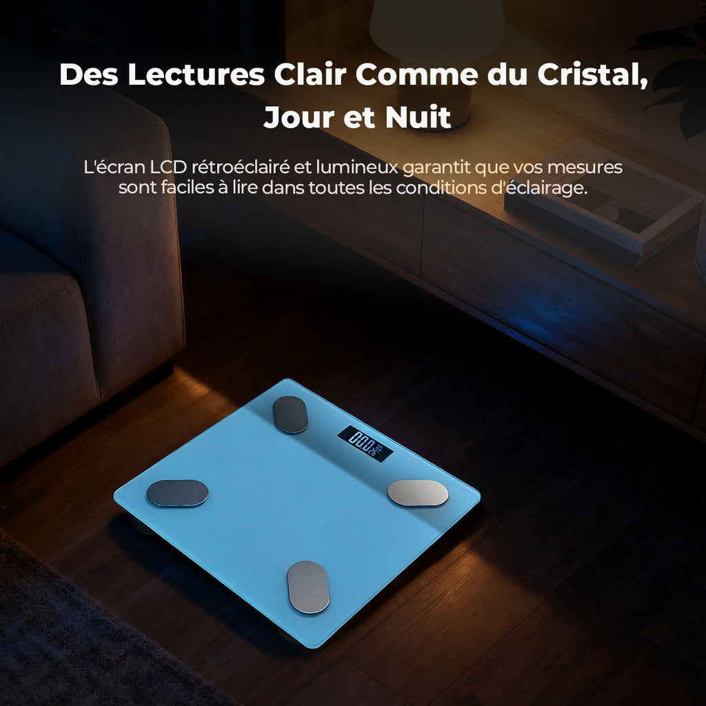 Sparoma ADL-26 Balance Connectée Bluetooth, suivi avec application, multi-utilisateur, 2×AAA piles requises,180 kg max - Bleu