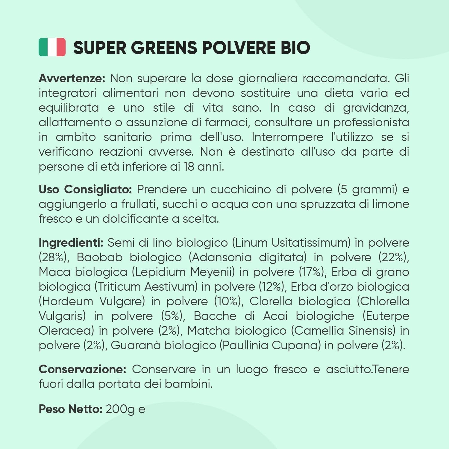 WeightWorld Super verts bio en poudre 200 g