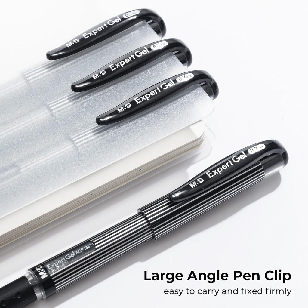 M&G ExpertGel Lot de 12 stylos gel à encre noire, pointe moyenne 0,7 mm et séchage rapide
