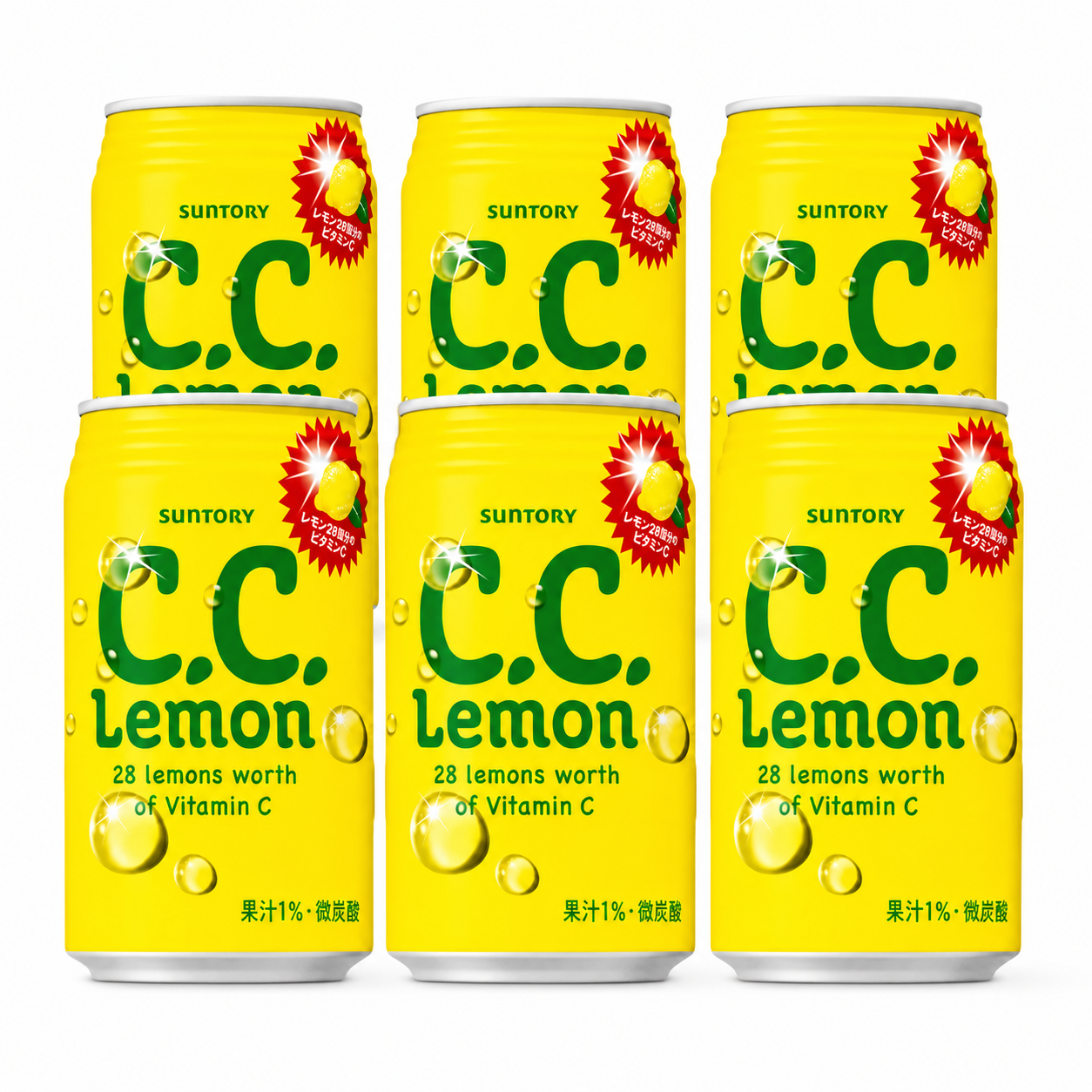 Suntory CC Lemon Boisson Pétillante au Citron, Lot de 6 Canettes, 350 ml