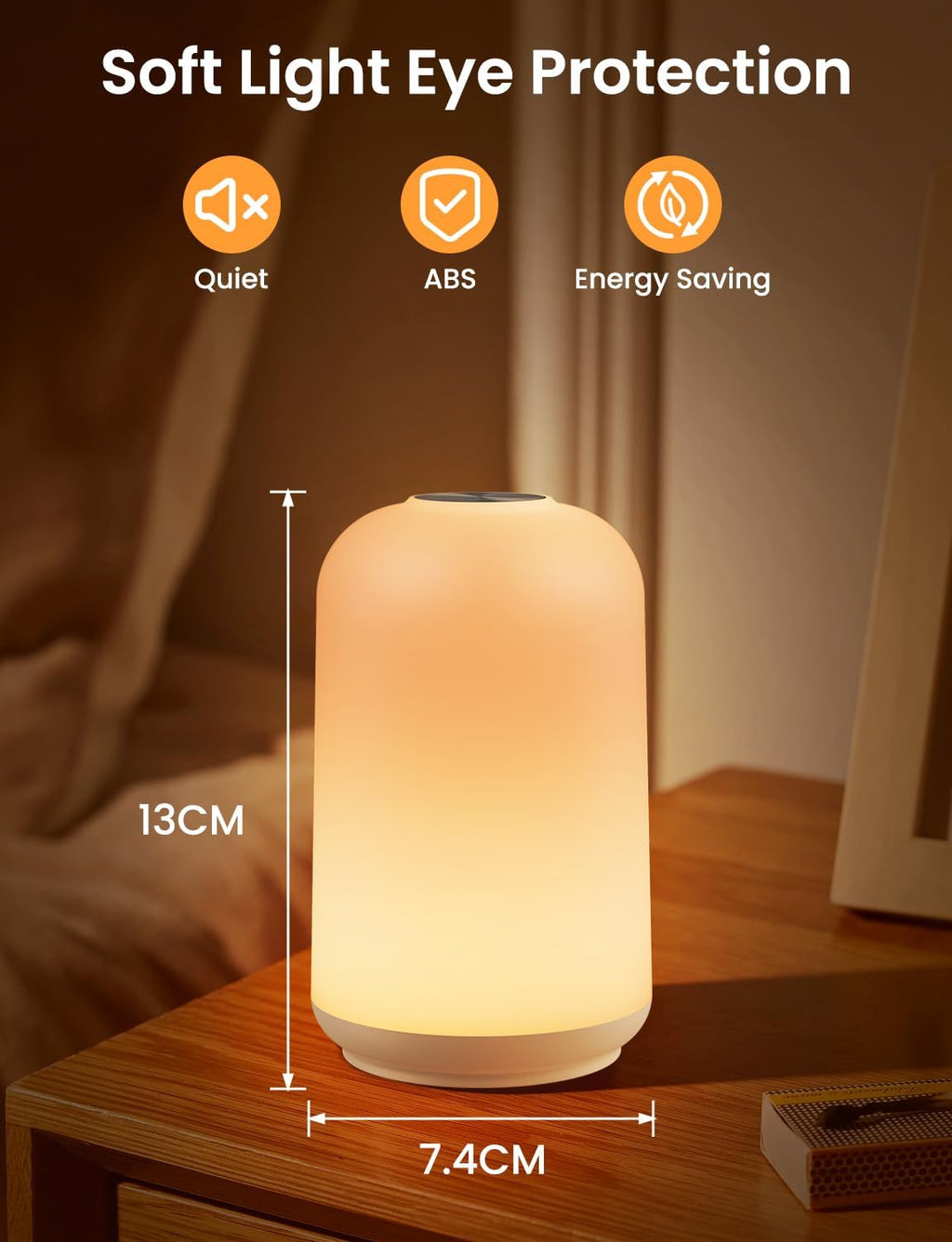 LIFX Veilleuse LED rechargeable avec 12 SMD LED, blanc chaud + 7 couleurs RGB, dimmable en continu, 1 W, 5 V–1 A, ABS + métal, pour chambre et chambre d'enfant