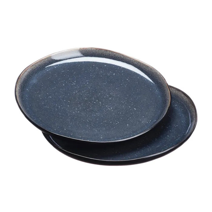 BJÖRN IRIS Lot de 2 plateaux de service bleu nuit - Ø 32 cm