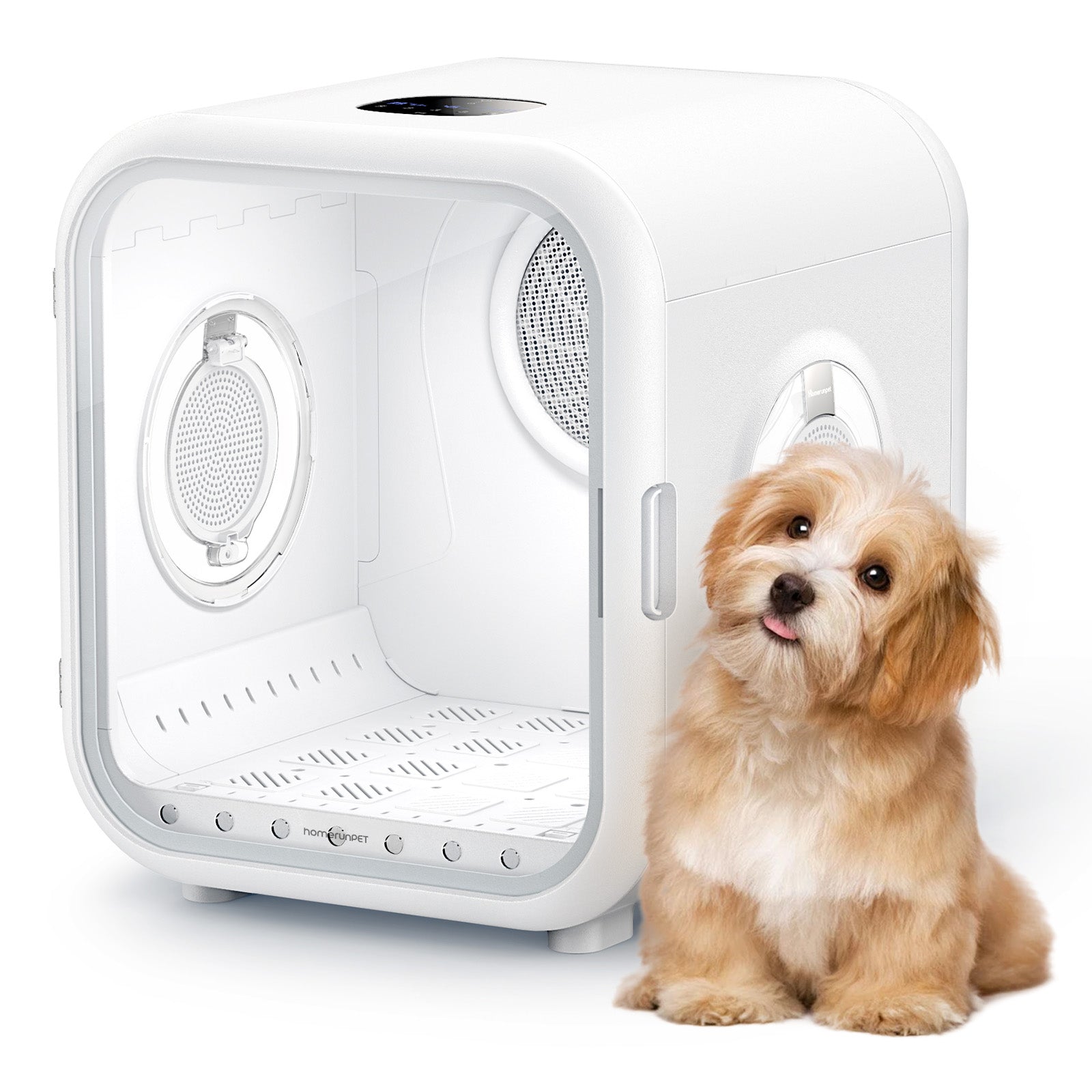 Homerunpet Drybo Plus Séchoir automatique pour chiens et chats, capacité 62 L, 437 x 467 x 486 mm, température, niveau de chaleur, débit d’air et durée de séchage personnalisables, double mode, adapté à tous les stades de vie des chats
