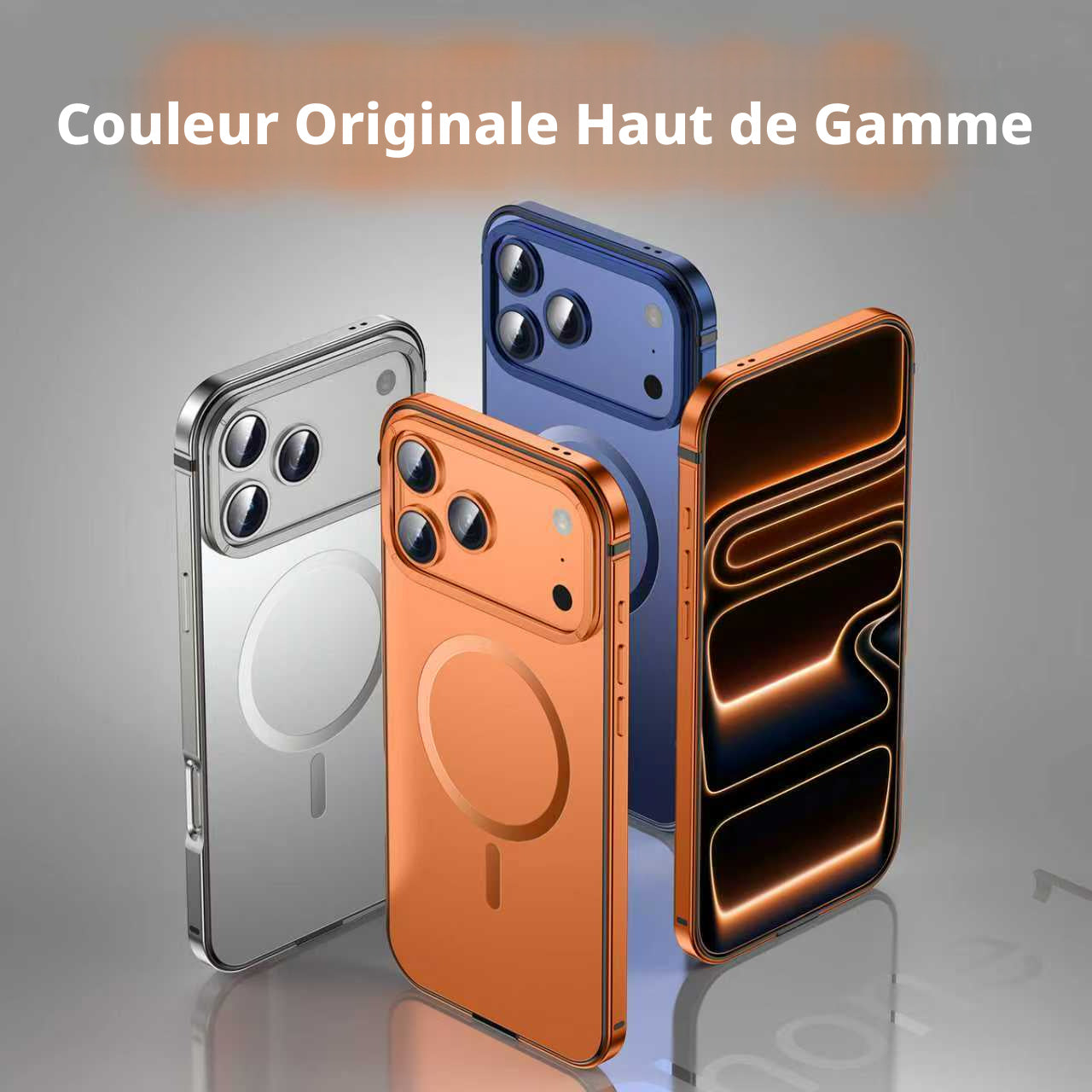 IM-CHEN Coque pour iPhone 17 Pro Max, cadre en alliage, couleur d’origine, version magnétique MagSafe, argent, 1 pièce