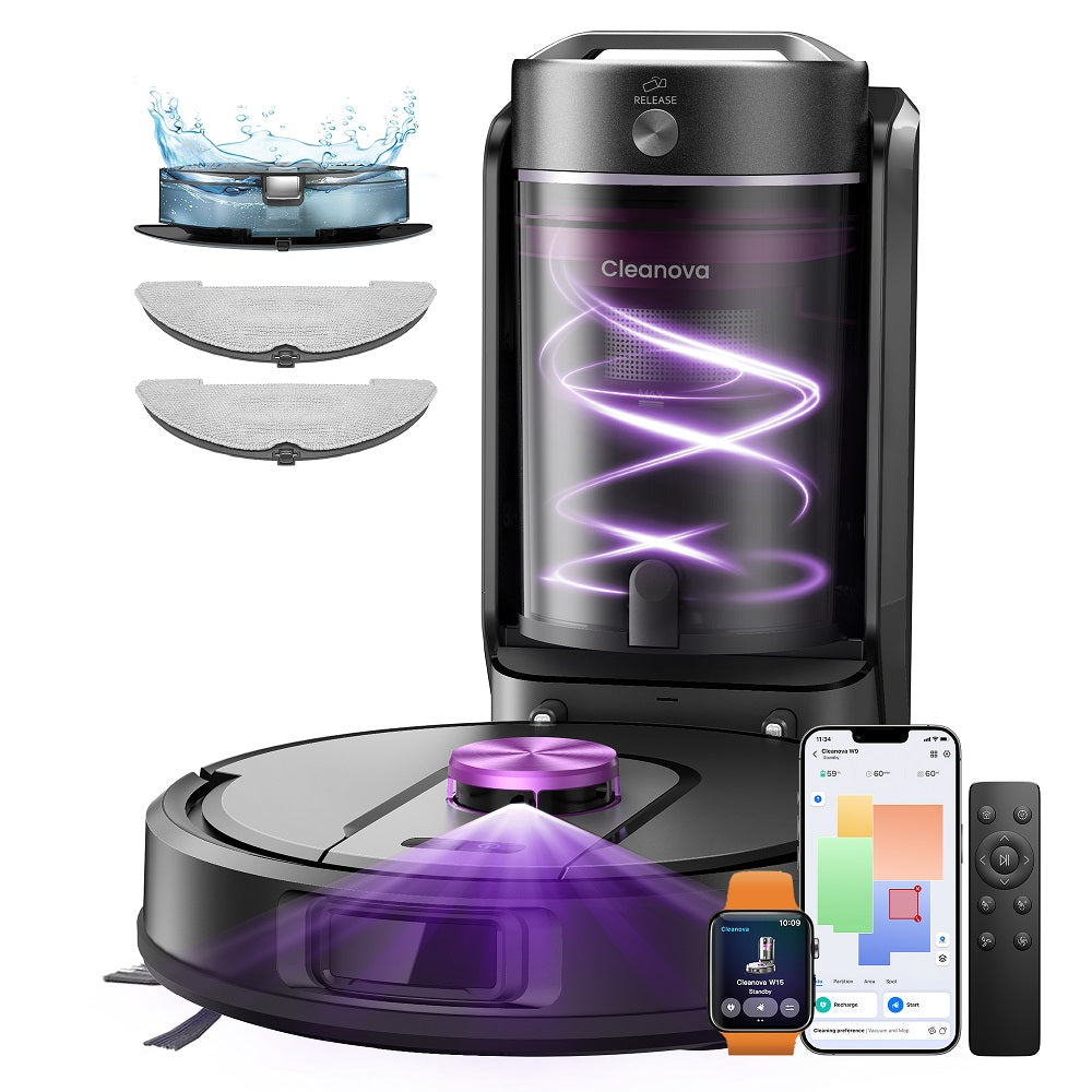Robot aspirateur et laveur Vactidy W15 avec station de vidage automatique innovante sans sac, respectueux de l'environnement, économique en consommables, navigation LiDAR