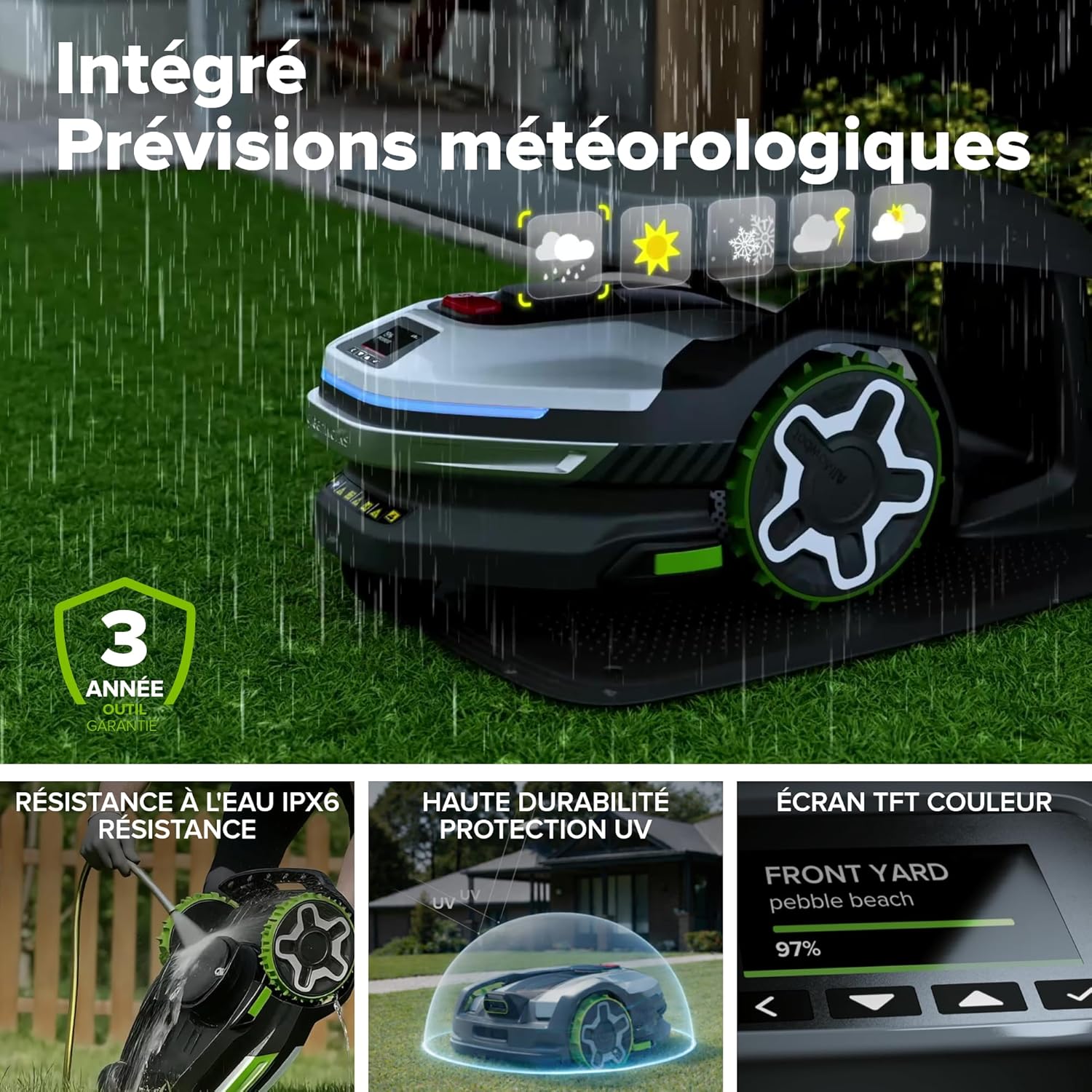 greenworks AI Mowbot C8 Robot-tondeuse sans fil sans fil périphérique, Max. 800 m², Navigation RTK, Cartographie automatique, Bordure virtuelle, Contrôle multi-zones, Extrêmement silencieux
