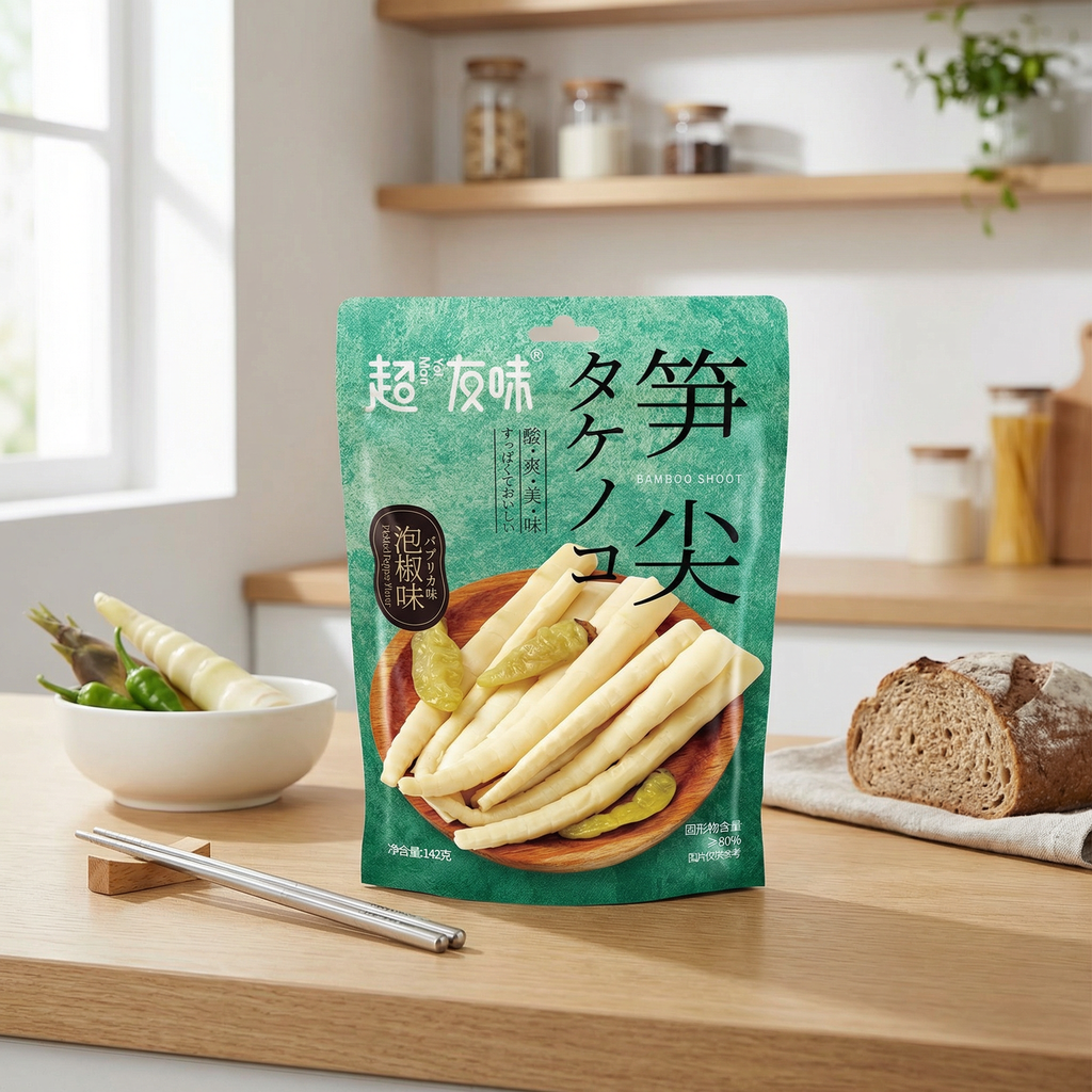 Chao You Wei Pointes de pousses de bambou, saveur aux cornilles marinées, 142 g