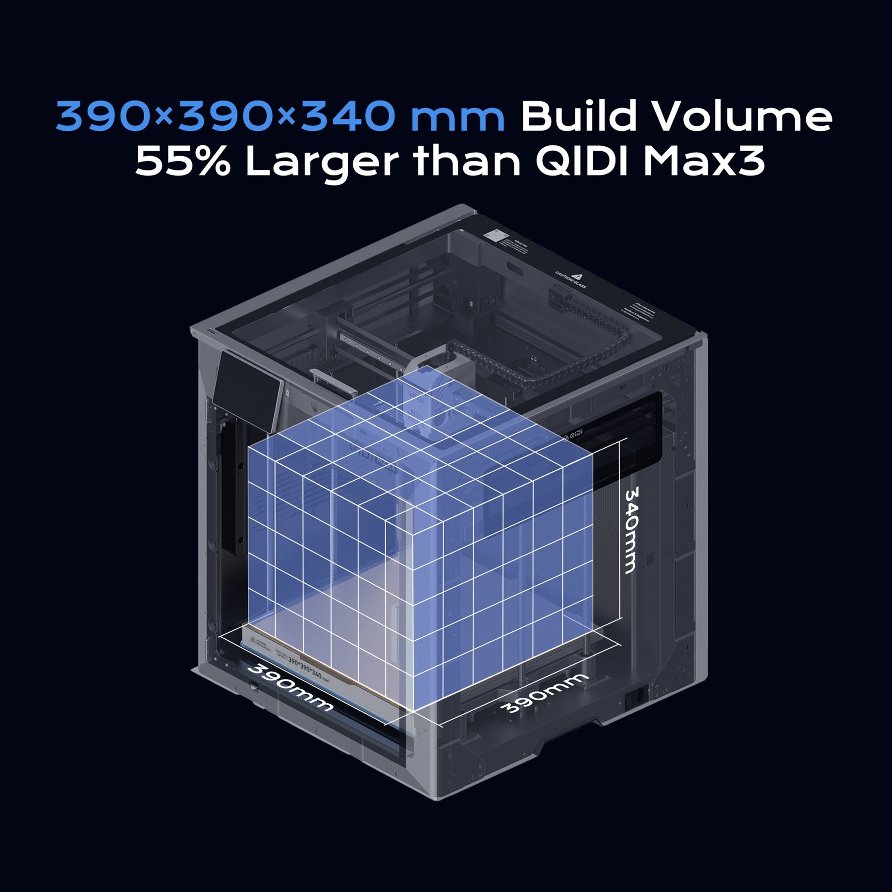 QIDIxnotre partenaire Max4 Combo Imprimante 3D, grand volume d'impression de 390 × 390 × 340 mm, chambre chauffée à 65 °C, imprimantes 3D FDM, vitesse maximale de 800 mm/s, prend en charge jusqu'à 16 couleurs/multi-matériaux avec QIDI Box, nivellemen