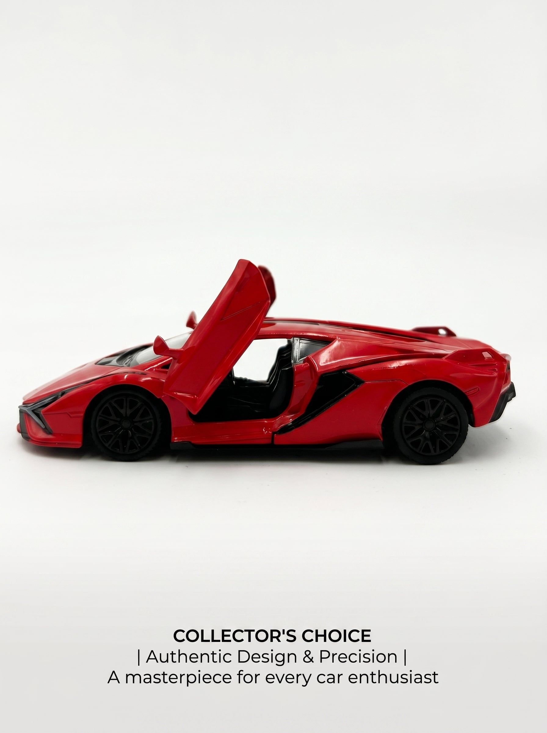 Voiture miniature Lamborghini Lightning Red 1:36, Portes ouvrantes, Action à recul, Jouet en fonte d'alliage métallique durable pour adolescents et adultes