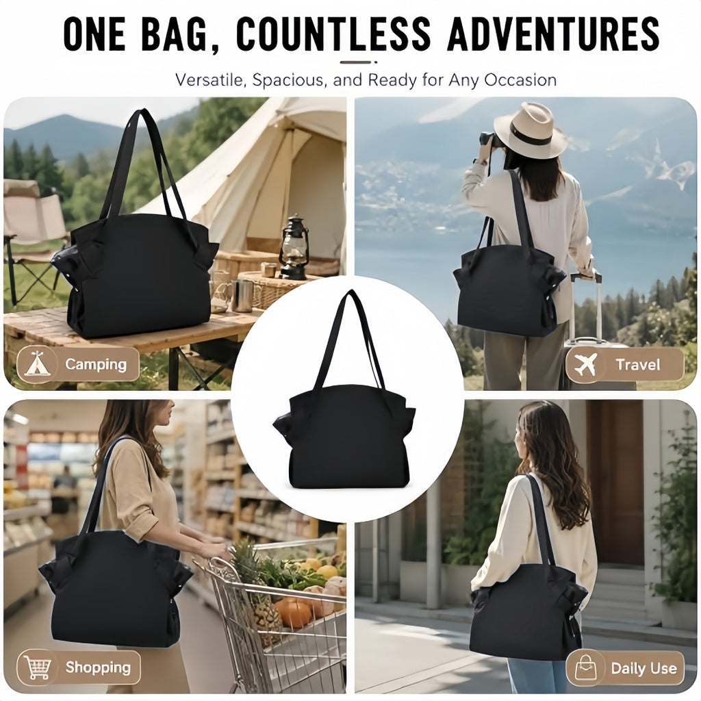 Sac fourre-tout convertible 2 en 1 & tapis de pique-nique, sac de plage pliable imperméable, tapis de sol rond de 100 cm, sac de transport léger et compact pour camping en plein air