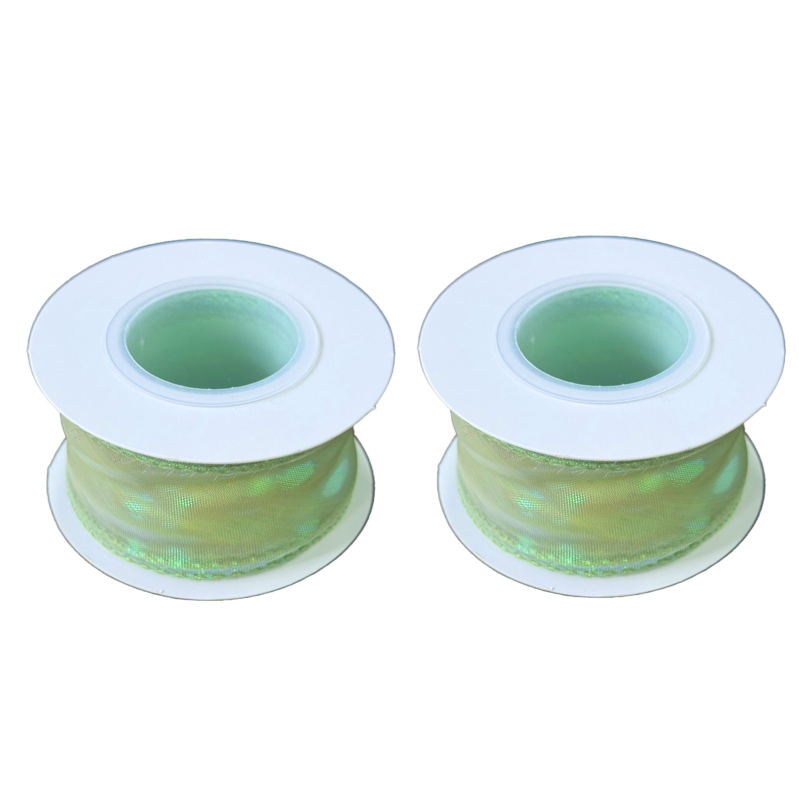 JU7CER Lot de 2 rubans irisés à queue de poisson 4,5 cm x 9 m ruban transparent à nœud motif ondulé ruban en soie de couleur unie matériau d'emballage floral